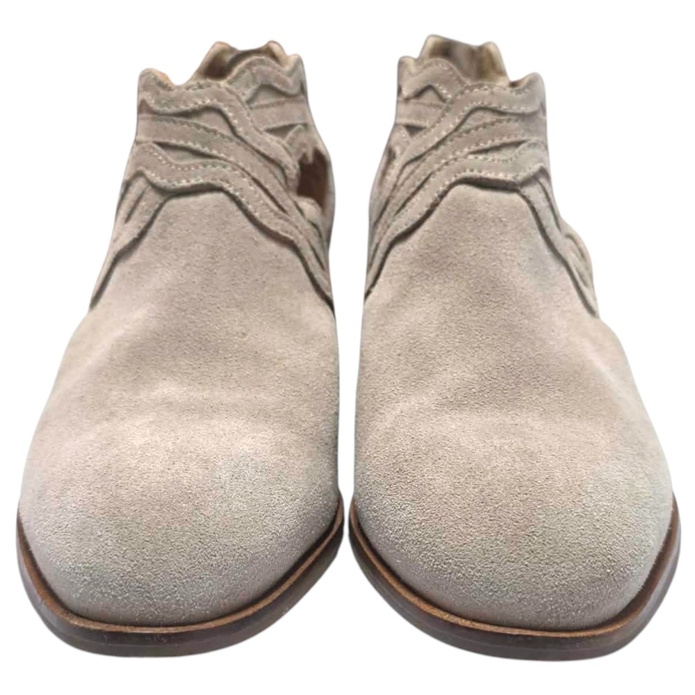 Seychelles Women Taupe Suede Wavy Cutout Ankle Booties Block Heel Size 9.5 - Picture 7 of 11